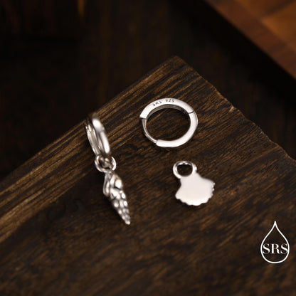 Mismatched Sea Shell Huggie Hoops Earrings in Sterling Silver, Silver or Gold or Rose Gold, Ocean Earrings, Asymmetric Sea Shell Earrings,