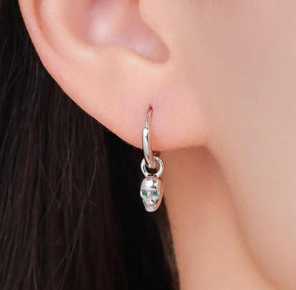 Skull and Sword Charms for Huggie Hoops, Sold as a pair, Sterling Silver Charms for Earrings, Detachable, Silver or Gold or Rose Gold