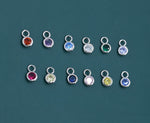 Birthstone CZ Charms for Huggie Hoops in Sterling Silver, Gold, or Rose Gold Finish, Detachable Earrings Charms