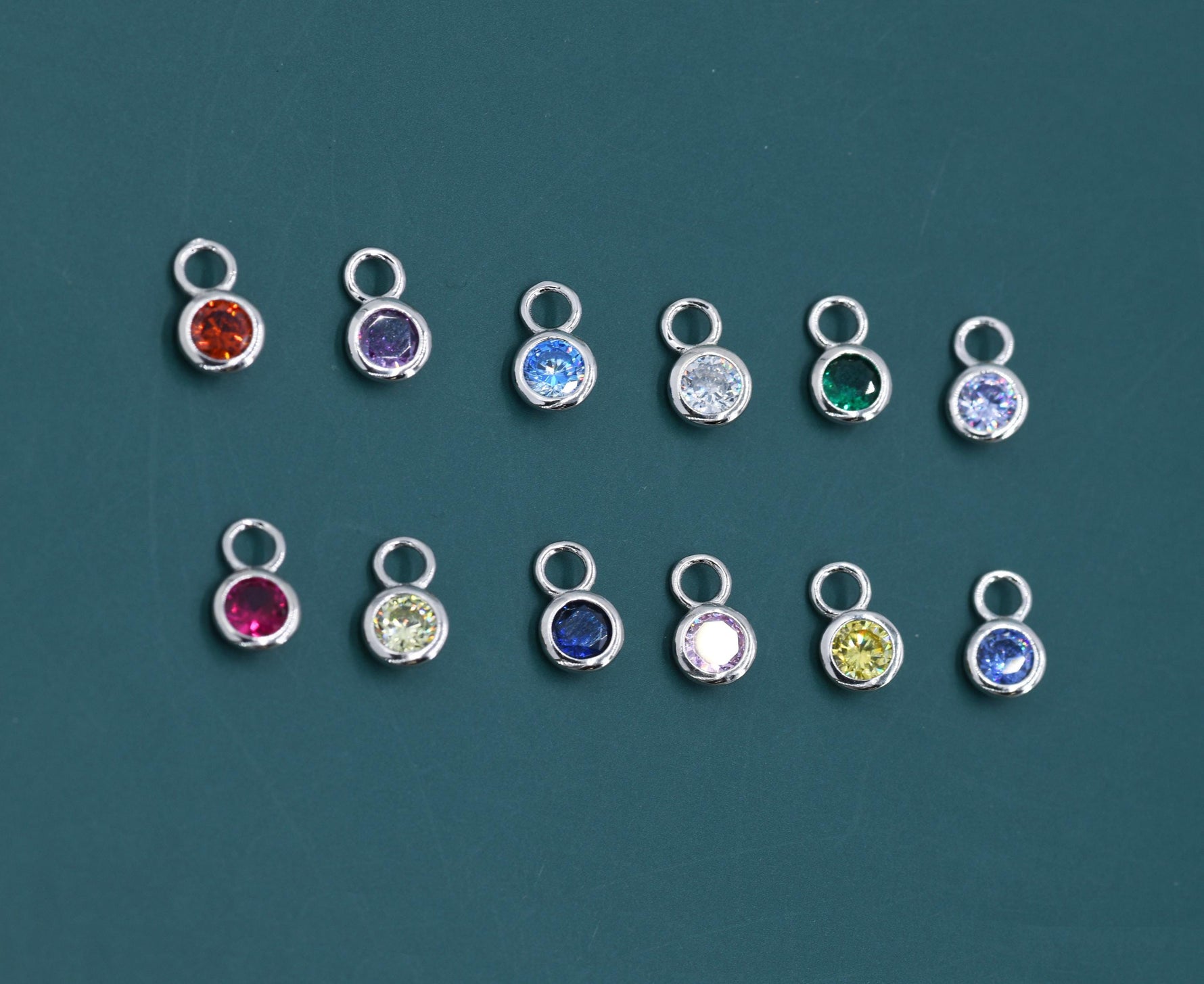 Birthstone CZ Charms for Huggie Hoops in Sterling Silver, Gold, or Rose Gold Finish, Detachable Earrings Charms