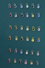 Birthstone CZ Charms for Huggie Hoops in Sterling Silver, Gold, or Rose Gold Finish, Detachable Earrings Charms