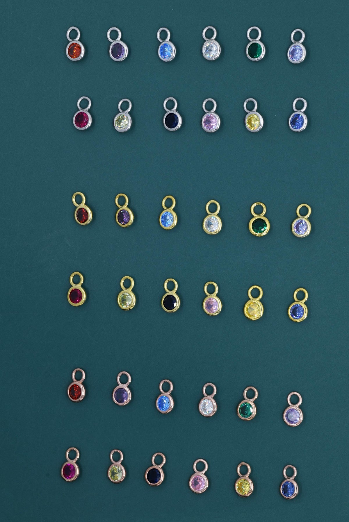 Birthstone CZ Charms for Huggie Hoops in Sterling Silver, Gold, or Rose Gold Finish, Detachable Earrings Charms