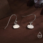 Pumpkin Drop Hook Earrings in Sterling Silver, Silver, Gold or Rose Gold Finish, Tiny Pumpkin Earrings, Halloween Earrings