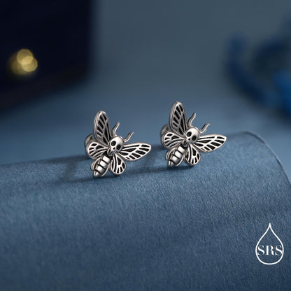 Death's-head Hawkmoth Moth Flat Back /Screw Back/ Stud Earrings in Sterling Silver, Silver, Gold or Rose Gold, Nature Inspired