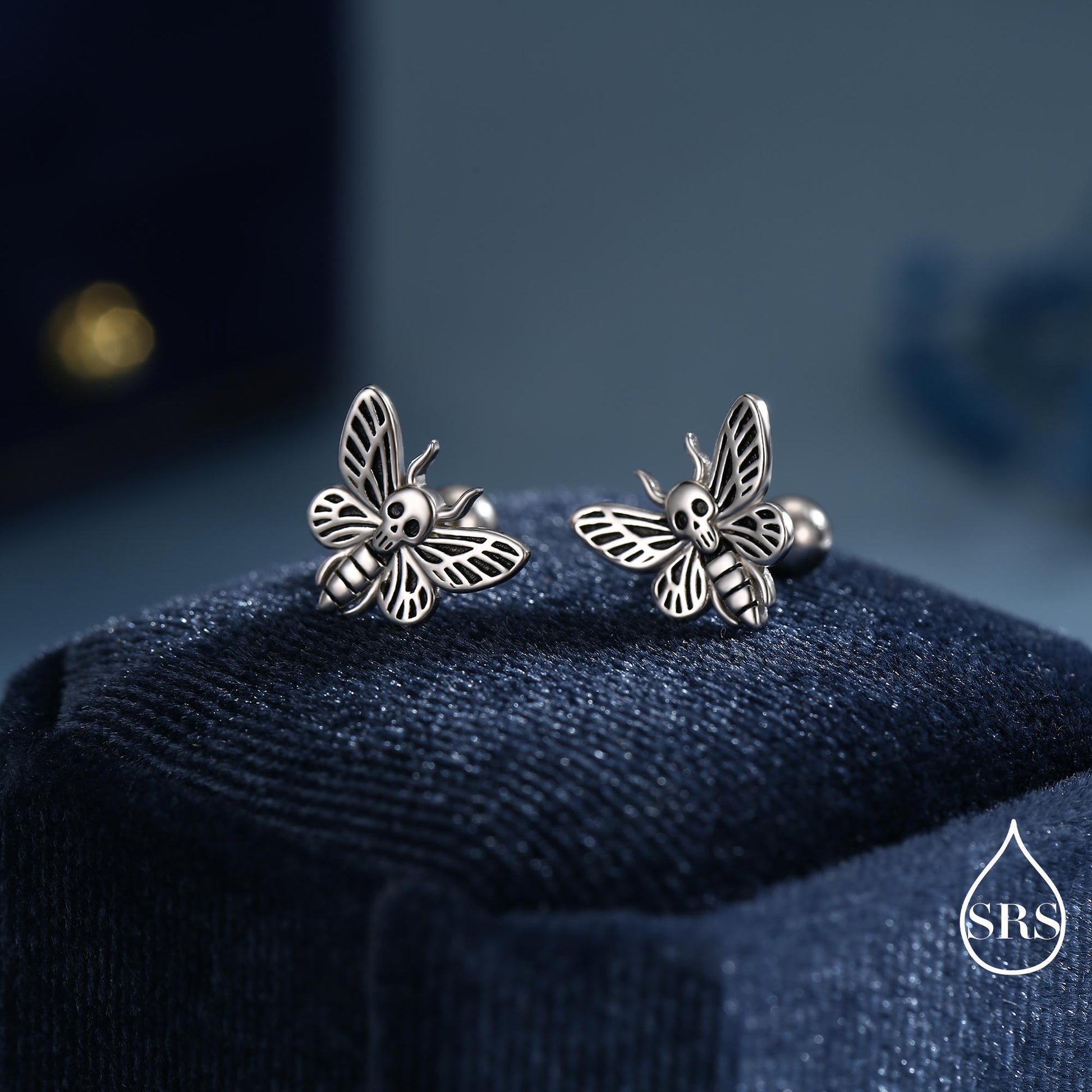 Death's-head Hawkmoth Moth Flat Back /Screw Back/ Stud Earrings in Sterling Silver, Silver, Gold or Rose Gold, Nature Inspired