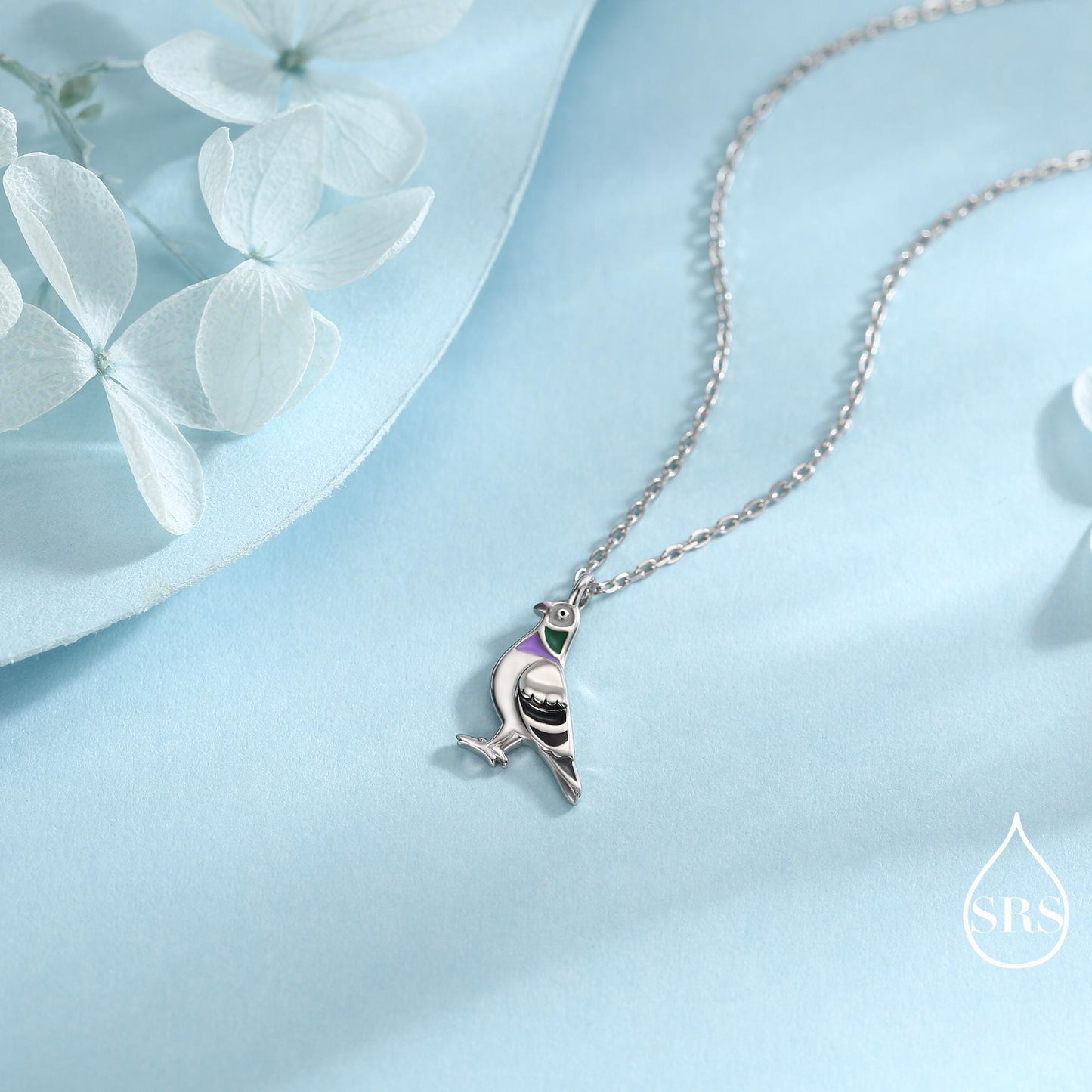 Pigeon Pendant Necklace in Sterling Silver, Pigeon Pendant, Cute Pigeon Necklace, Bird Necklace, Nature Inspired