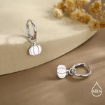 Cute Pumpkin Huggie Hoops Earrings in Sterling Silver, Silver or Gold or Rose Gold Finish, Pumpkin Earrings, Detachable Charms