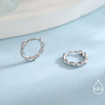 Sterling Silver Dainty Hoop Earrings with Braided Details, Minimalist and Delicate Twist Rope Hoop Earrings, Silver, Gold, Rose Gold Finish