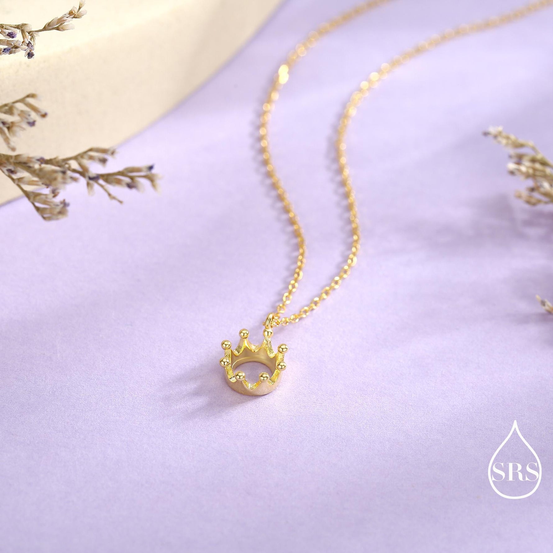Tiny Crown Pendant Necklace in Sterling Silver, Silver or Gold, Little Crown Necklace