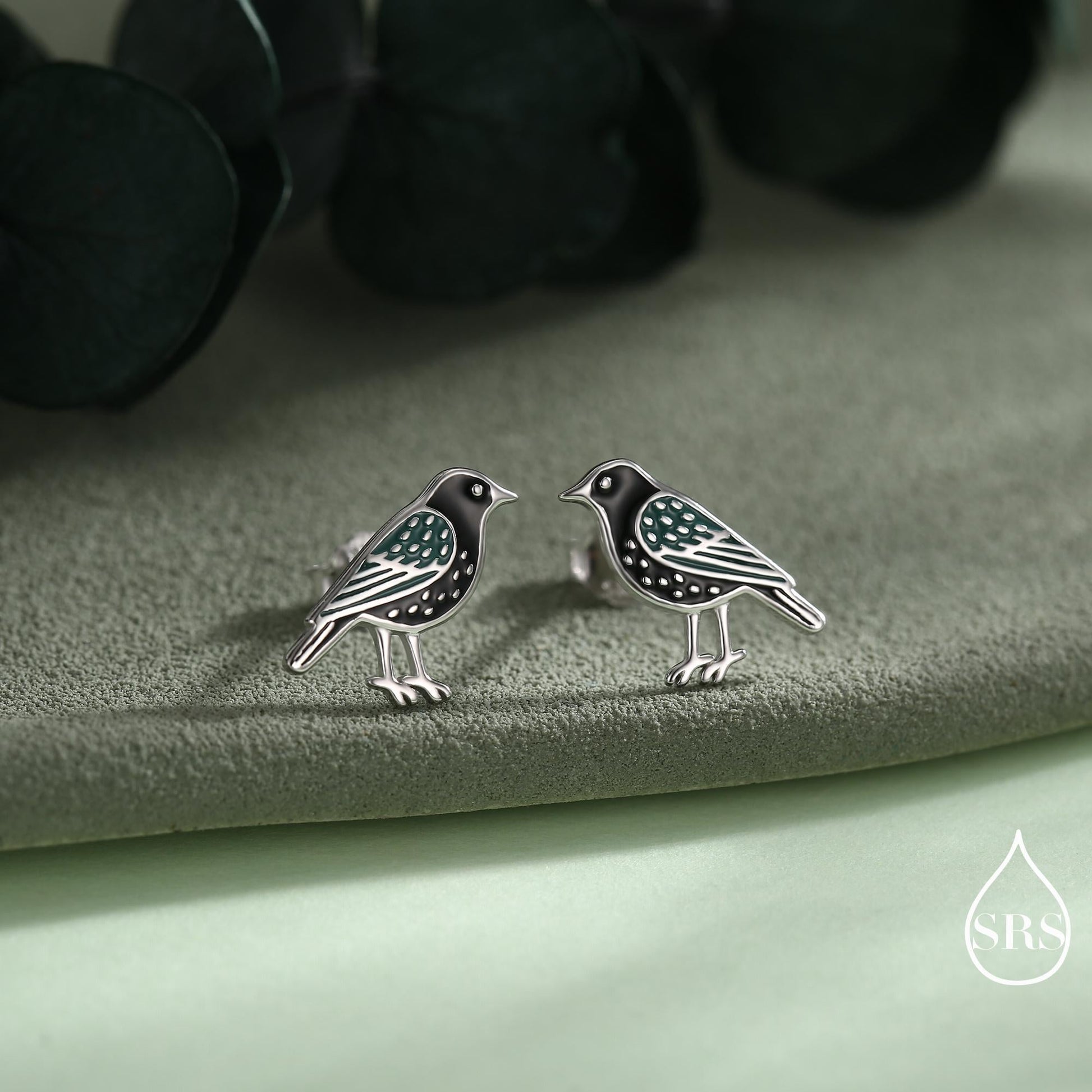 Starling Bird Stud Earrings in Sterling Silver, Silver or Gold, British Bird Earrings, Nature Inspired Animal Earrings