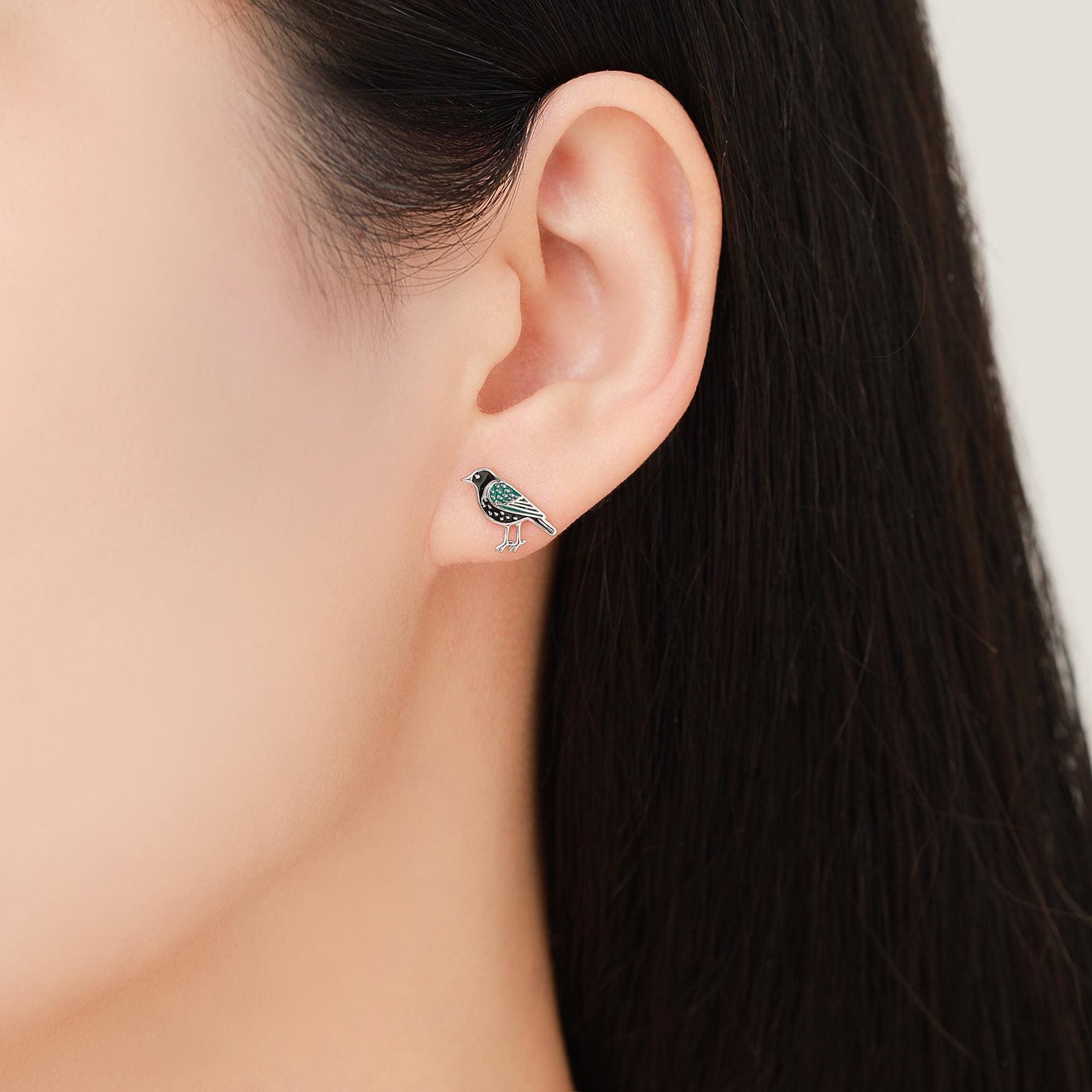 Starling Bird Stud Earrings in Sterling Silver, Silver or Gold, British Bird Earrings, Nature Inspired Animal Earrings
