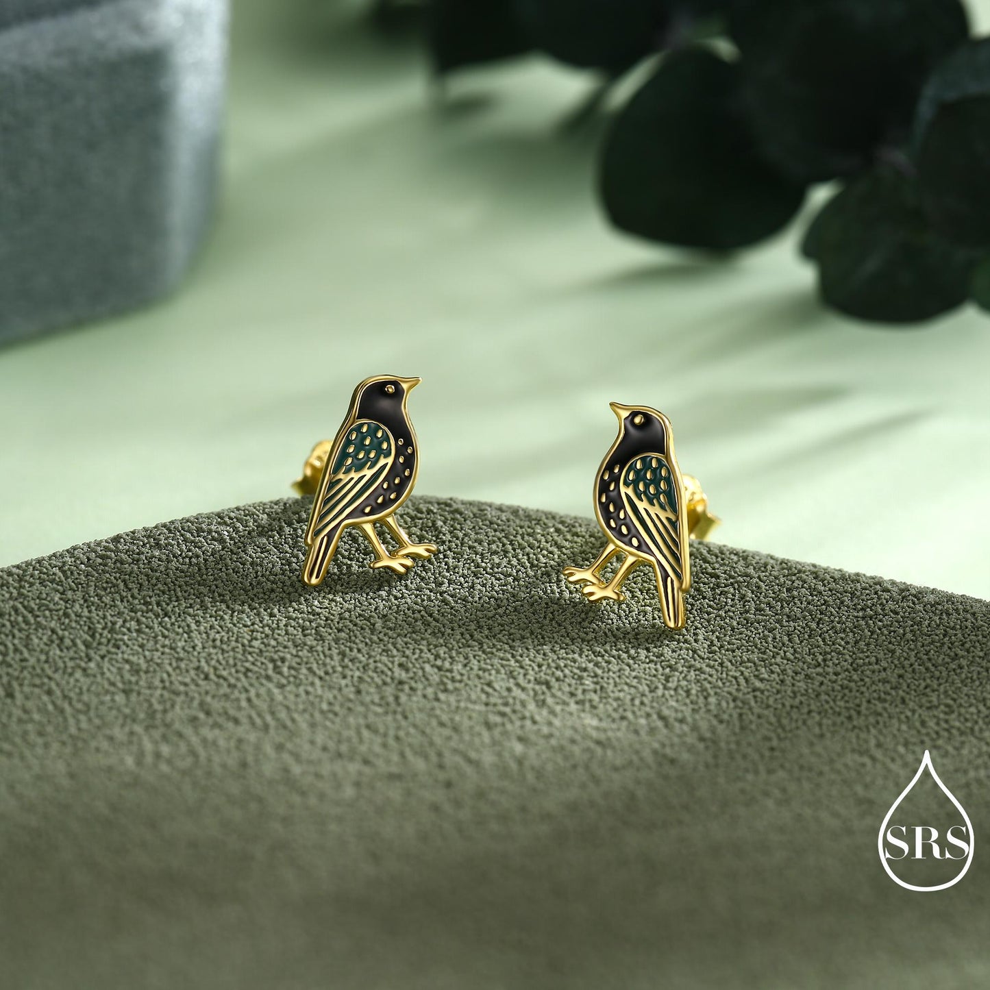 Starling Bird Stud Earrings in Sterling Silver, Silver or Gold, British Bird Earrings, Nature Inspired Animal Earrings
