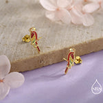 Scarlet Macaw Parrot Bird Stud Earrings in Sterling Silver, Silver or Gold, Bird Earrings, Nature Inspired Animal Earrings