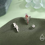 Mismatched Macaw Parrot Bird Stud Earrings in Sterling Silver, Silver or Gold, Asymmetric Bird Earrings, Nature Inspired Animal Earrings