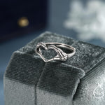Skeleton Hands Heart Sterling Silver Ring – Gothic Love Collection - Adjustable Size