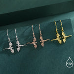 Flying Dragon Drop Hook Earrings in Sterling Silver, Silver, Gold or Rose Gold Finish, Sterling Silver Delicate Dragon Dangle Earrings