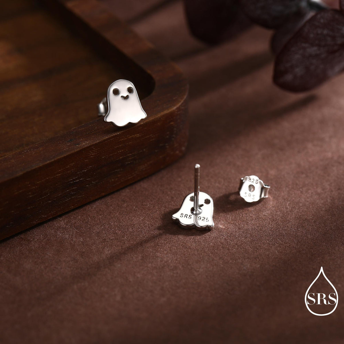 Tiny Little Cute Ghost Stud Earrings in Sterling Silver