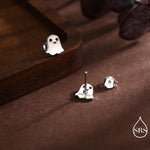 Tiny Little Cute Ghost Stud Earrings in Sterling Silver