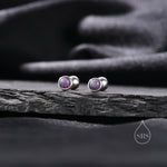 Tiny 3mm Dark Purple Opal Screw Back Earrings in Sterling Silver, Small Opal Stud, Comsic Purple Opal Screw Back Earrings, Fire Opal