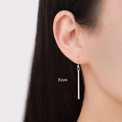 Sterling Silver Asymmetric Dangle Bar Earrings in Sterling Silver, Silver Asymmetric Bar Earrings, Long Bar Dangle Earrings
