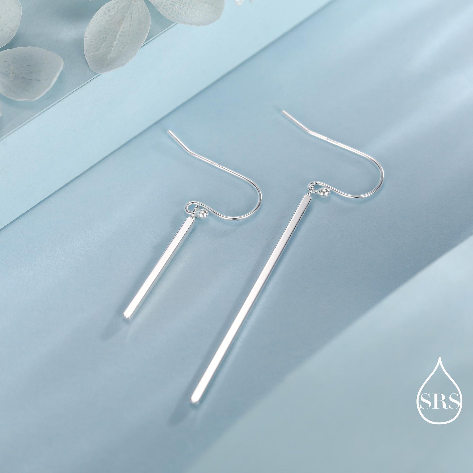 Sterling Silver Asymmetric Dangle Bar Earrings in Sterling Silver, Silver Asymmetric Bar Earrings, Long Bar Dangle Earrings