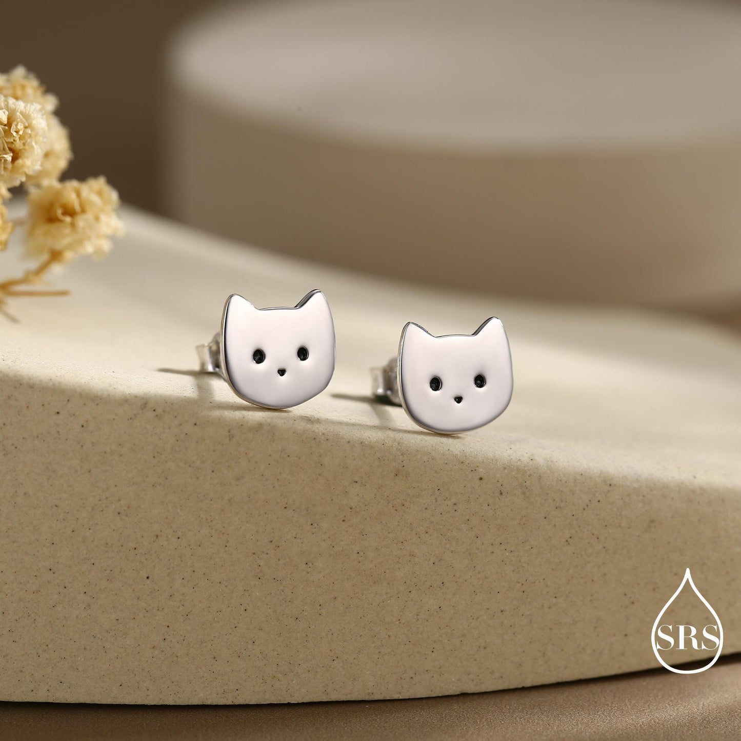 Sterling Silver Super Cute Kitty Cat Stud Earrings, Cat Lady Earrings, Fun and Quirky Animal Lover, Cat Earrings