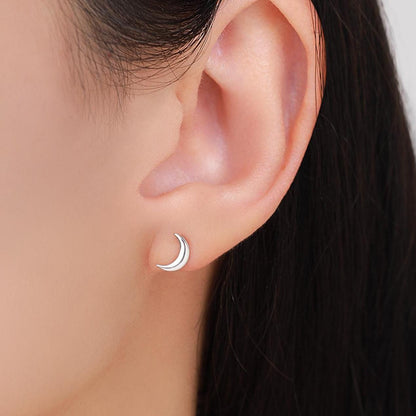 Crescent Moon Stud Earrings in Sterling Silver, Moon Earrings, New Moon Earrings, Celestial Jewellery