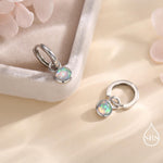 Sterling Silver Dangling Opal Hoop Earrings, Detachable Charm Dangle Hoop Earrings, Silver, Gold or Rose Gold, Interchangeable