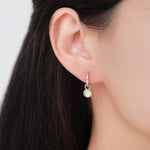 Sterling Silver Dangling Opal Hoop Earrings, Detachable Charm Dangle Hoop Earrings, Silver, Gold or Rose Gold, Interchangeable