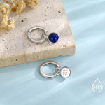 Sterling Silver Dangling Lapis Lazuli Hoop Earrings, Detachable Blue Lapis Coin Dangle Hoop Earrings, Interchangeable