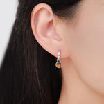 Sterling Silver Dangling Tiger's Eye Hoop Earrings, Detachable Tiger's Eye Coin Dangle Hoop Earrings, Interchangeable