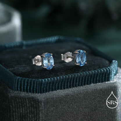 Genuine Topaz Crystal Stud Earrings in Sterling Silver, Natural Topaz Oval Crystal Earrings, March Birthstone