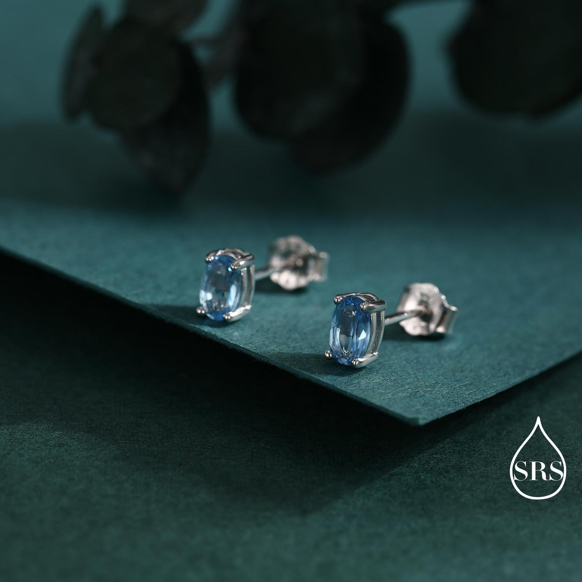 Genuine Topaz Crystal Stud Earrings in Sterling Silver, Natural Topaz Oval Crystal Earrings, March Birthstone
