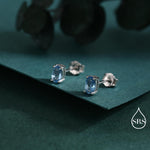 Genuine Topaz Crystal Stud Earrings in Sterling Silver, Natural Topaz Oval Crystal Earrings, March Birthstone