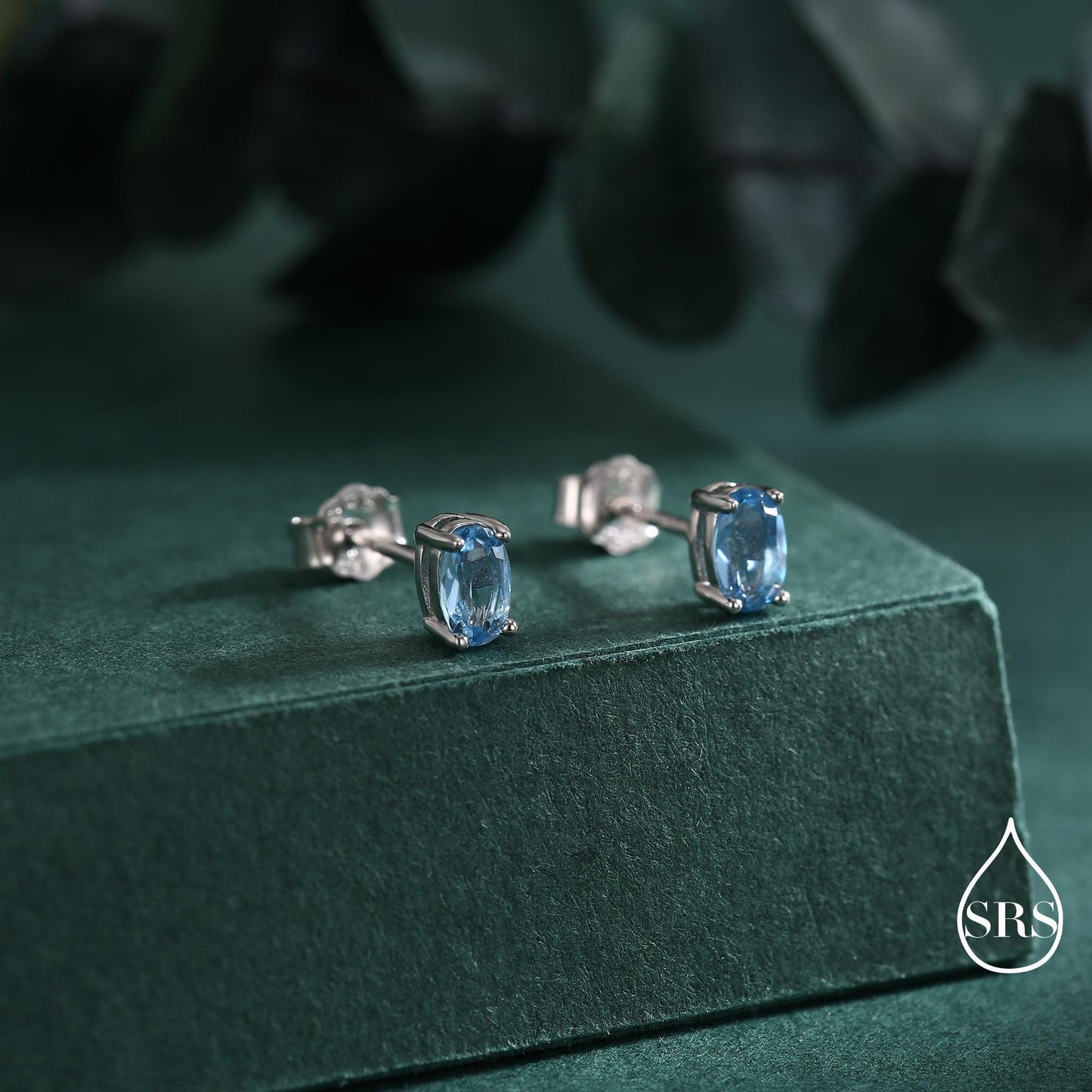 Genuine Topaz Crystal Stud Earrings in Sterling Silver, Natural Topaz Oval Crystal Earrings, March Birthstone