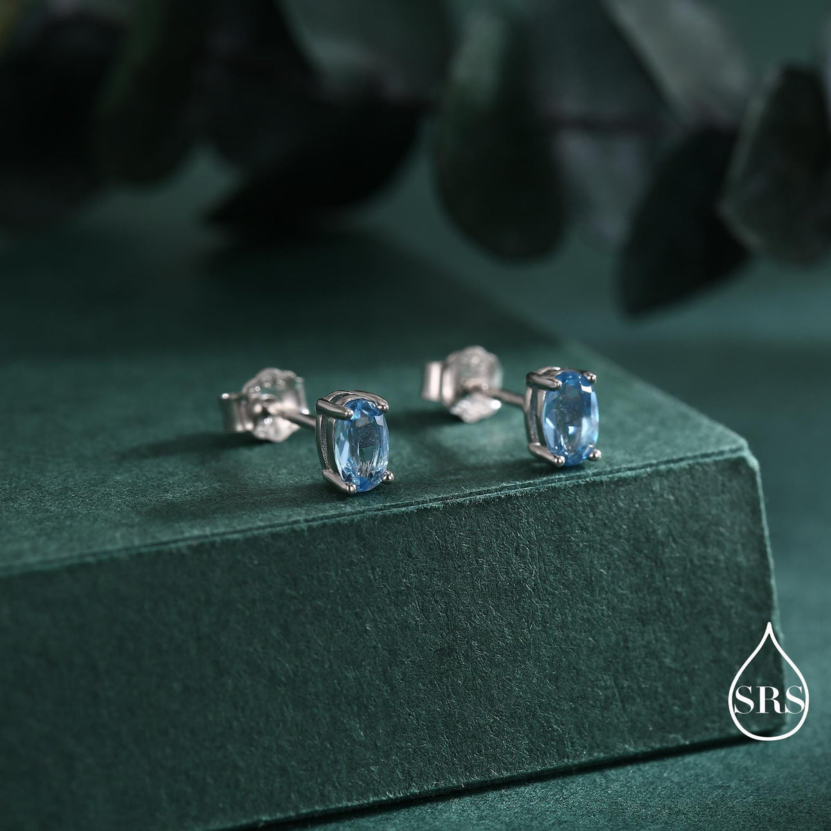 Genuine Topaz Crystal Stud Earrings in Sterling Silver, Natural Topaz Oval Crystal Earrings, March Birthstone