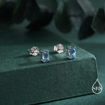 Genuine Topaz Crystal Stud Earrings in Sterling Silver, Natural Topaz Oval Crystal Earrings, March Birthstone
