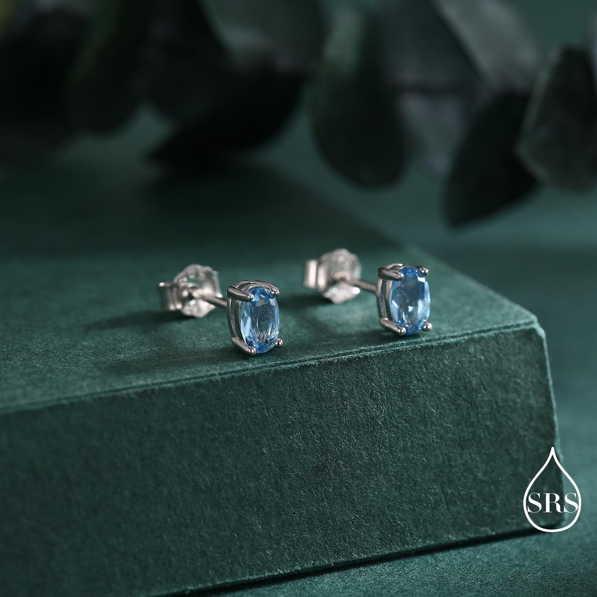 Genuine Topaz Crystal Stud Earrings in Sterling Silver, Natural Topaz Oval Crystal Earrings, March Birthstone