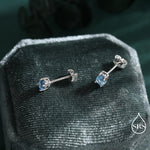 Genuine Topaz Crystal Stud Earrings in Sterling Silver, Natural Topaz Oval Crystal Earrings, March Birthstone