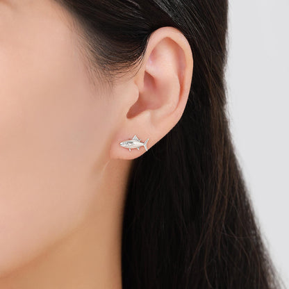 Tuna Fish Stud Earrings in Sterling Silver, Silver, Gold or Rose Gold Finish, Cute Tuna Earrings, Ocean Inspired Animal Jewellery