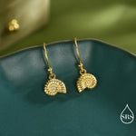 Sterling Silver Ammonite Shell Dangle Earrings – Polished Nautilus-Inspired Design - Silver, Gold or Rose Gold Finish