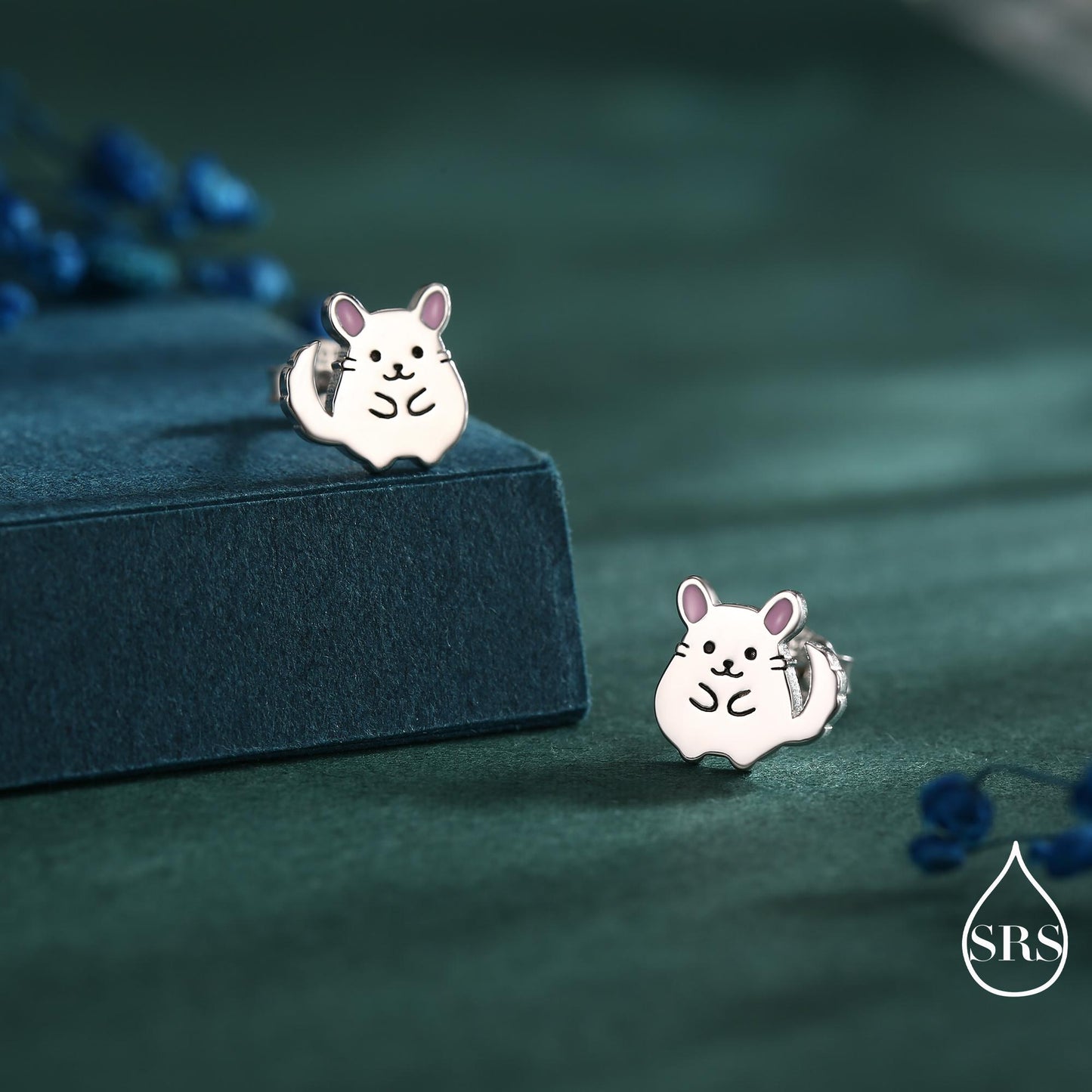 Sterling Silver Chinchilla Stud Earrings, Cute Animal Stud Earrings