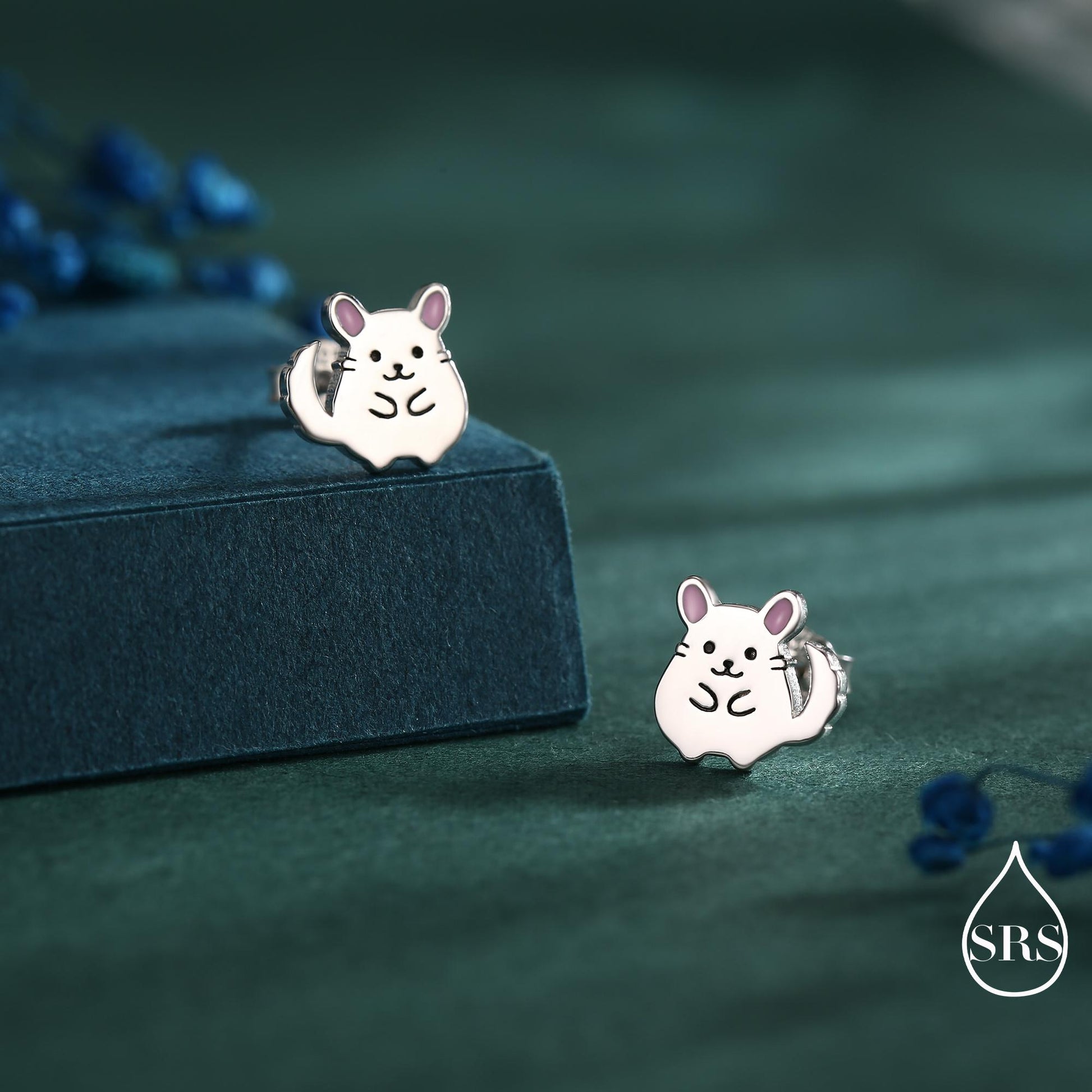 Sterling Silver Chinchilla Stud Earrings, Cute Animal Stud Earrings