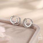 Single Piercing Double Hoop Effect Earrings in Sterling Silver, Braided Texture Hoop Earrings, Silver, Gold, Rose Gold, Dainty and Delicate