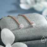 Minimalist CZ Threader Earrings in Sterling Silver, Silver or Gold or Rose Gold Finish, Thread Through Ear Threaders, CZ Earrings