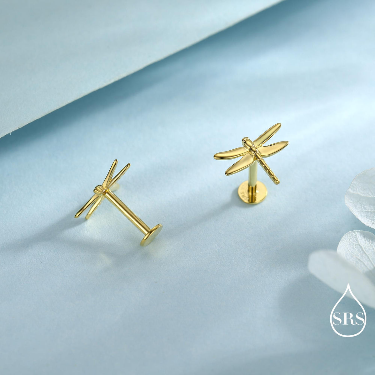 Internally Threaded Dragonfly Flat Back/ Screw Back / Stud Earrings in Sterling Silver, Cute Fun Quirky Animal Jewellery, Nature Inspired