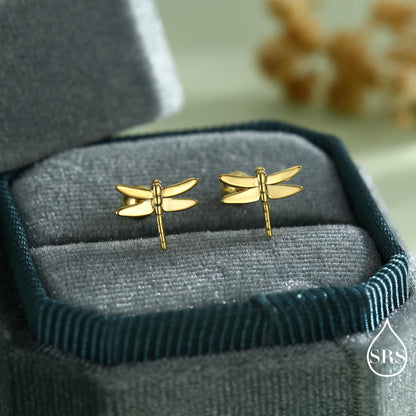 Dragonfly Screw Back / Flat Back / Stud Earrings in Sterling Silver, Cute Fun Quirky Animal Jewellery, Nature Inspired