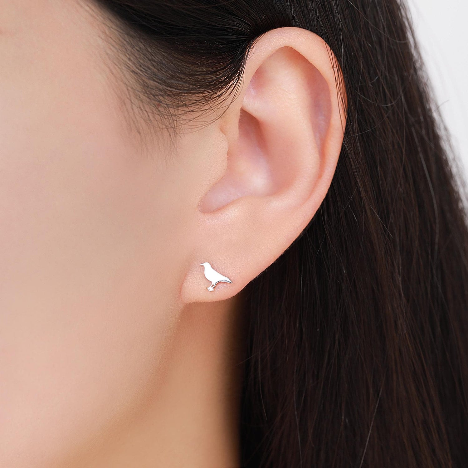Crow Bird Stud Earrings in Sterling Silver, Silver or Gold, Crow Earrings, Animal Earrings, Nature Inspired