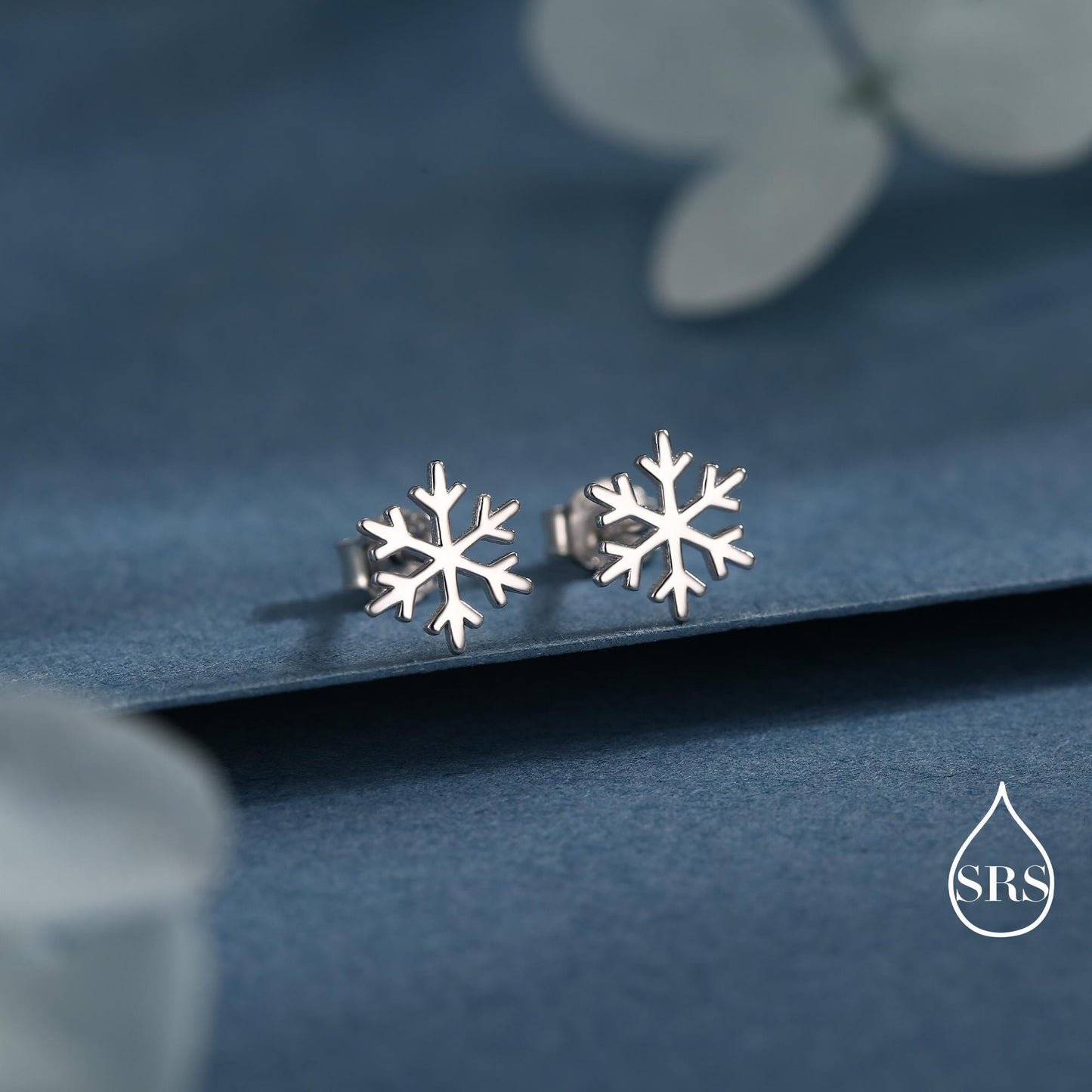 Snowflake Stud Earrings in Sterling Silver, Snow Earrings, Available in Three Finishes - Silver, Gold and Rose Gold, Dainty Snowflake