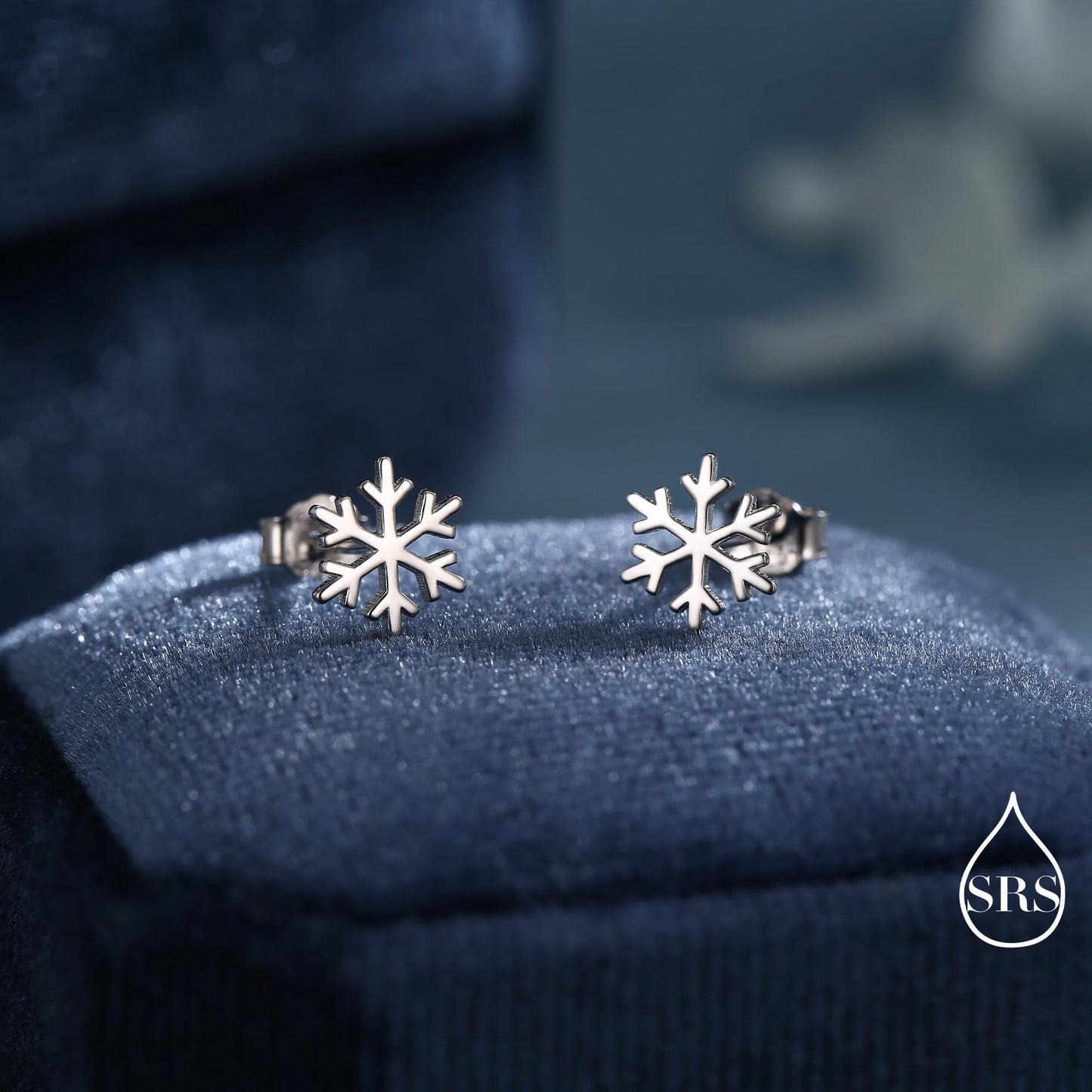 Snowflake Stud Earrings in Sterling Silver, Snow Earrings, Available in Three Finishes - Silver, Gold and Rose Gold, Dainty Snowflake
